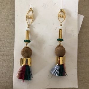 Anthropologie Nectar Nectar Spirit Eye Tasseled Drop Earrings 18K Gold Plated